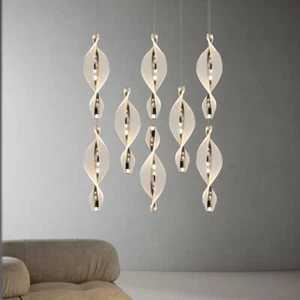 Loft Chandeliers LED Pendant Lights 3 Colour Modes Stair Ceiling Light Gold Lamp - Picture 1 of 21