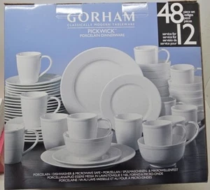 Gorham classically modern tableware Pickwick Porcelain dinnerware serving for 12 - Picture 1 of 5