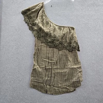 O'Neill женщин платье XL оливковый клетку кружева ассиметричный одно плечо - Изображение 1 из 4