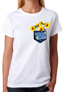 Flower Fake Pocket Ladies T-Shirt - Picture 1 of 7
