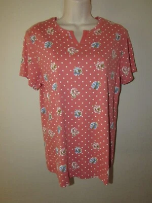 Blusa Van Heusen Feminina Top M Rosa Floral Algodão Manga Curta Malha Algodão Nova - Imagem 1 de 4