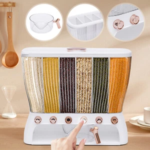 Dispensador de frijoles para alimentos secos montado en la pared 6 rejillas de almacenamiento de granos con tolva de arroz - Imagen 1 de 12