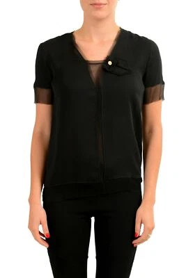 Blusa top para mujer Dsquared2 100 % seda negra manga corta talla S M L XL Foto 1 de 4