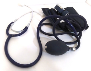 ReliOn Blood Pressure Monitor Sphygmomanometer Black Blue Glass Has Small Crack