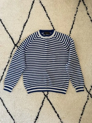 Винтажный свитер Brooks Brothers в полоску синий и белый - Изображение 1 из 4