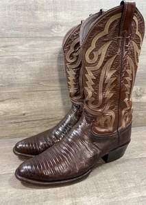 Justin echte Eidechsenhaut Western Cowboystiefel hergestellt in den USA braun Herrengröße 9,5 D - Bild 1 von 14