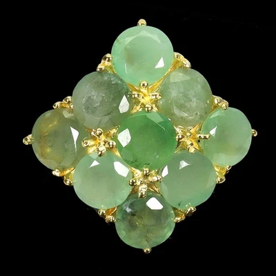 925 Sterling Silver Ring Round Emerald 5mm Natural Gemstone Jewelry Size 6.5 - Image 1 of 4