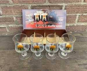 Vintage Dema Coffee Specials Irish Coffee Gläser 4er Set Originalkarton 70er Jahre - Bild 1 von 10
