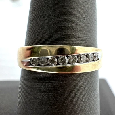 2G 18K 750 Yellow Gold 0.16ctw Diamond Wedding Band Ring! (WMP011859) - Image 1 of 4