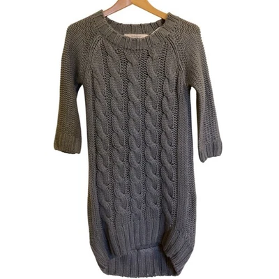 Vestido suéter tejido con cable Zara para mujer M gris clásico redondeado túnica alta baja Foto 1 de 4