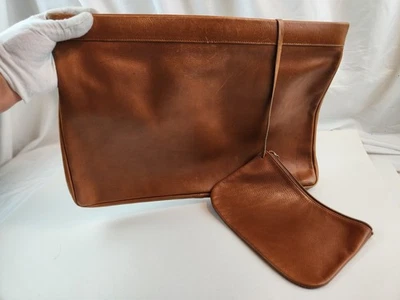 Authentic Salvatore Ferragamo Portfolio Leather Bag Briefcase Laptop Pouch Brown - Image 1 of 4