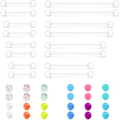 Pendientes de barra industriales de plástico 14G embarazo ombligo anillo pezón lengua Foto 1 de 3