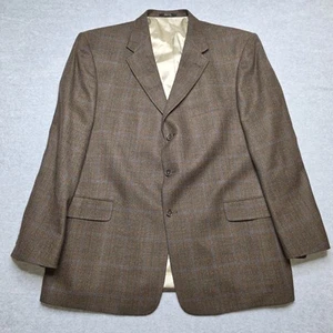 Men's Hart Schaffner Marx Brown Plaid 3-Button 48R Blazer Jacket - Picture 1 of 14