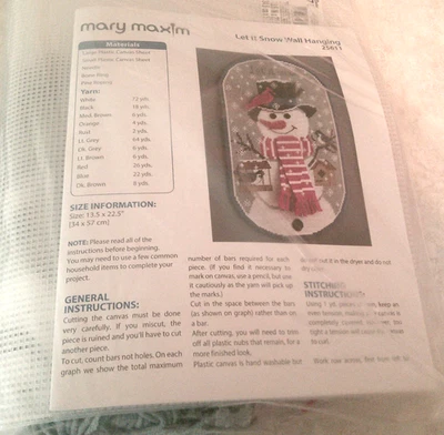 Mary Maxim- Plastic Canvas Let It Snow Wall Hanging kit, Snowman& Birds #25611 - Image 1 of 4