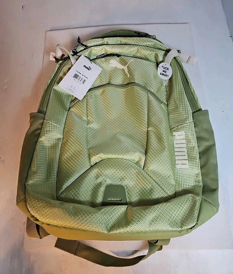 PUMA Challenger 2 Backpack Laptop Water Bottle Storage Green With Tags