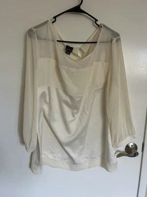 Camisa Covington XL branca marfim transparente formal blusa Bling casamento solto nova com etiquetas - Imagem 1 de 4