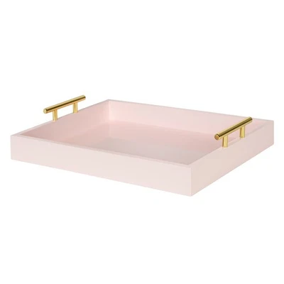 Lipton Decorative Tray with Polished Gold Metal Handles, Soft Pink - Image 1 of 4
