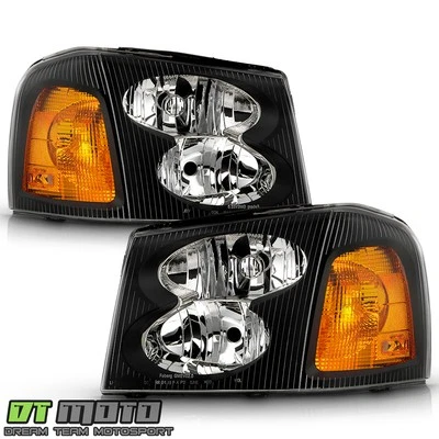 2002-2009 GMC Envoy 02-06 XL Black Headlights Headlamps Replacement Left+Right - Image 1 of 4