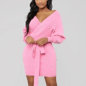 NWT Fashion Nova Happy Now Pink Pearl Studded Sweater Dress Long Sleeve XL - Picture 1 of 11