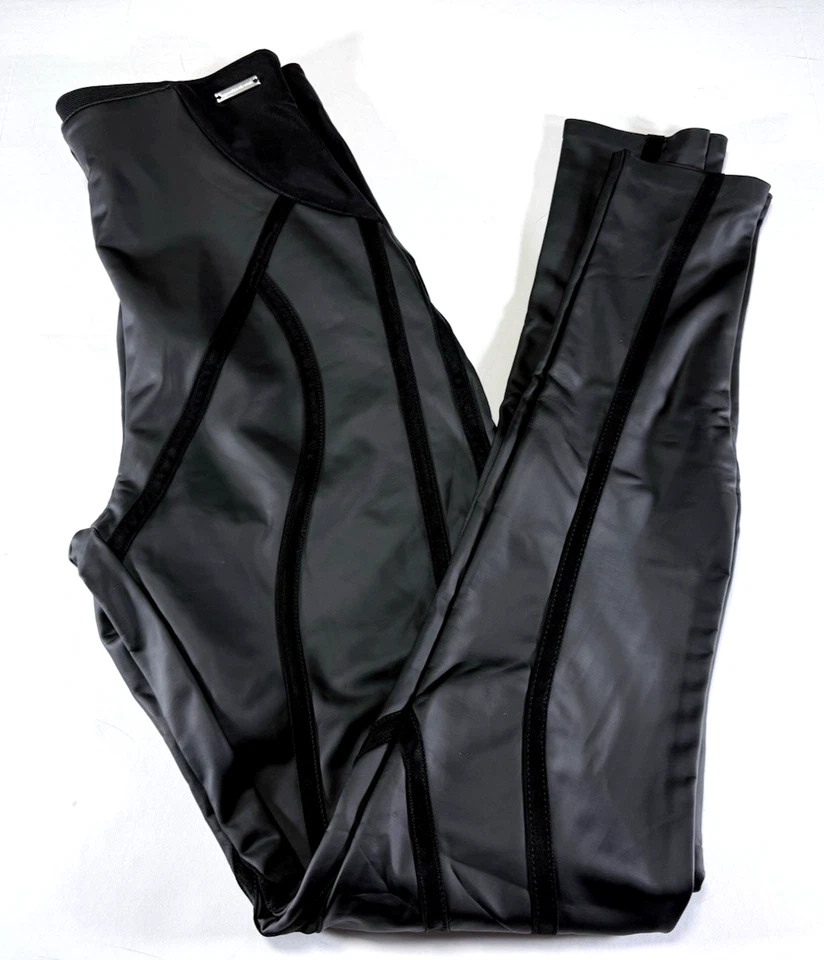 NWOT Maniere De Voir Black Matte Faux Leather Pant Legging SZ 8 High Waist - Image 1 of 4