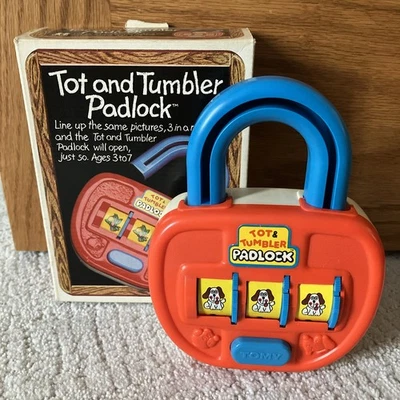 NEW w/BOX Vintage 1980 TOMY Tot and Tumbler Padlock Lock Toy 1052 Ages 3-7  - Image 1 of 4