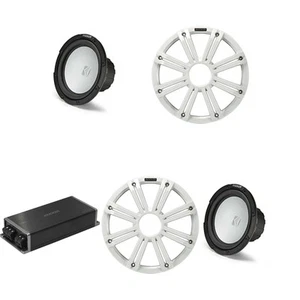 Kicker Marine KPX500.1 Powersports Amp & (2) 10" 4 Ohm ( White Grill )Subwoof... - Picture 1 of 10
