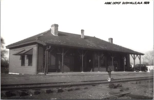 Railroad Train Station Depot Dushhills AL Alabama Vintage Car Postcard RR Tracks - Picture 1 of 2