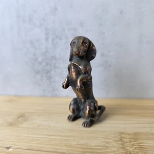Antique Vintage BRASS DACHSHUND FIGURE SOUVENIR Salt Lake City - Picture 1 of 7