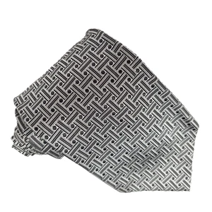 Barneys New York Silk Tie Necktie Gray Black Textured Geometric Stripes Dots - Picture 1 of 5