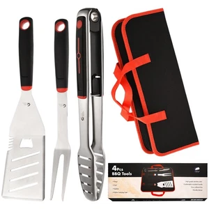 BBQ Tools Set, Schwerlast Edelstahl Spatel, Gabel & Zange mit tragbarem... - Bild 1 von 8