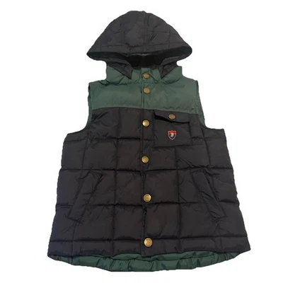 Chaleco acolchado Jacadi Paris para niños talla 10 EE. UU. / 10A 140 cm verde marino capucha extraíble Foto 1 de 4