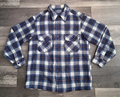 Vintage Pendleton Wool Tartan Plaid Flannel Shirt Blue Womans Size Large - Image 1 of 4
