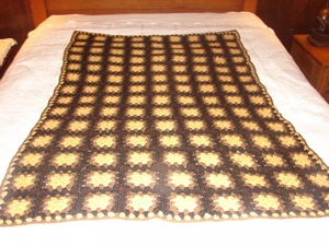 Granny Square Handmade Handcrafted Crochet Afghan Throw Blanket done in Browns - Picture 1 of 3