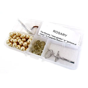 Catholic Rosary Kit Pearl Crystal Beads for Jewelry Necklace making Champagne - Picture 1 of 5