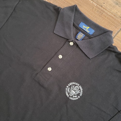 American Embassy Ottawa Canada Polo Shirt Mens XXL Black Short Sleeve