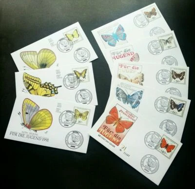 [SJ] Germany Butterflies 1991 Month Insect (complete set FDC 8's *clean - Image 1 of 4