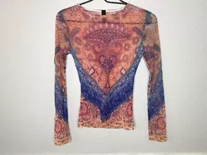 Vtg Just In Time Top Sz Small Mesh 90's Y2K Retro Festival Sheer Phoebe Buffay - Picture 1 of 10