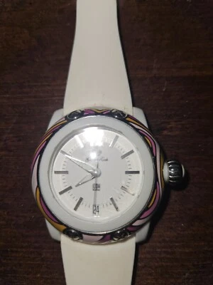Reloj Glam Rock Miami 45 mm esfera mop correa de silicona blanca resistente al agua Foto 1 de 4