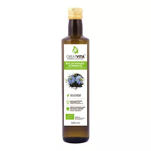 GreatVita 500ml Bio Schwarzkümmelöl kaltgepresst gefiltert 100% reines Kümmel Öl - Bild 1 von 6