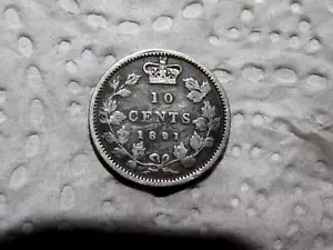 1891 "21 LEAVES" Canada Canadian Silver 10 Cent Victoria Coin R2 - Picture 1 of 2