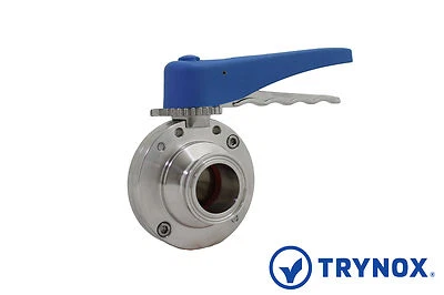 1.5'' Sanitary Butterfly Valve Clamp Ends Silicone 316L Stainless Steel Trynox  - Image 1 of 4