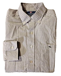 Vineyard Vines Herren Slim Fit Tucker Hemd Knopfleiste grau weiß kariert Gr. S - Bild 1 von 5