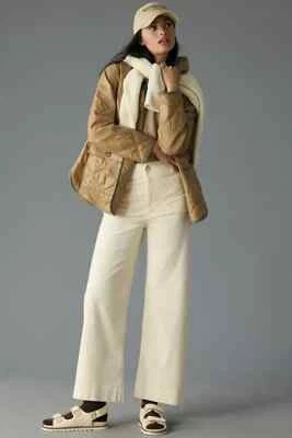 Anthropologie Colette Corduroy Crop Pants Wide Leg Trousers Cream Size 27T NEW - Image 1 of 4