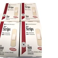 Henry Schein Band-Aids 5 New Boxes 100 Ct Each Total 500 Sheer Strips 3/4 X 3â