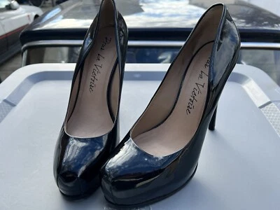 Genuine POUR LA VICTOIRE IRINA Black Patent Leather Platform Heel Pumps - Image 1 of 4