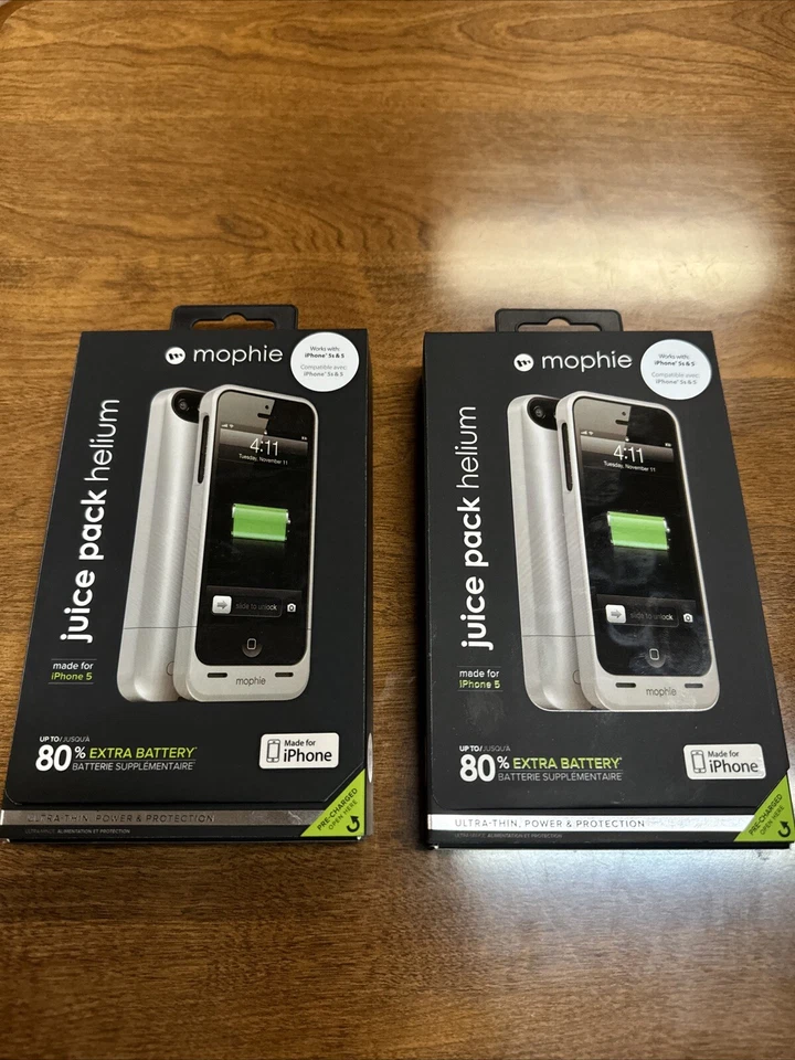 2 PACK Mophie Juice Pack Helium Air Battery Case iPhone 5 5s & SE (1st Gen Only) - Image 1 of 4