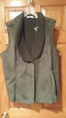 Chaleco Denim & Co. Talla XL Verde Imitación Gamuza con Cuello Ancho y Forro Sherpa ¡¡NUEVO CON ETIQUETAS!!! Foto 1 de 2