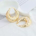 18k Layered Real Gold Filled Round Basket Bamboo Hoop Earrings  #8