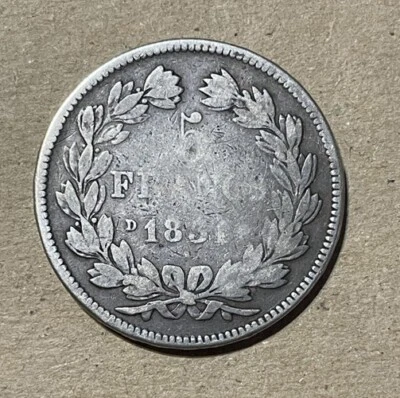 Francia - 1831-D Grande Plata 5 Francos - Tipo 1 Año Foto 1 de 2