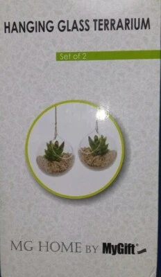 Juego de 2 cristales para terrario colgante incluye cuerda para colgar. MG Home by My Gift Foto 1 de 4